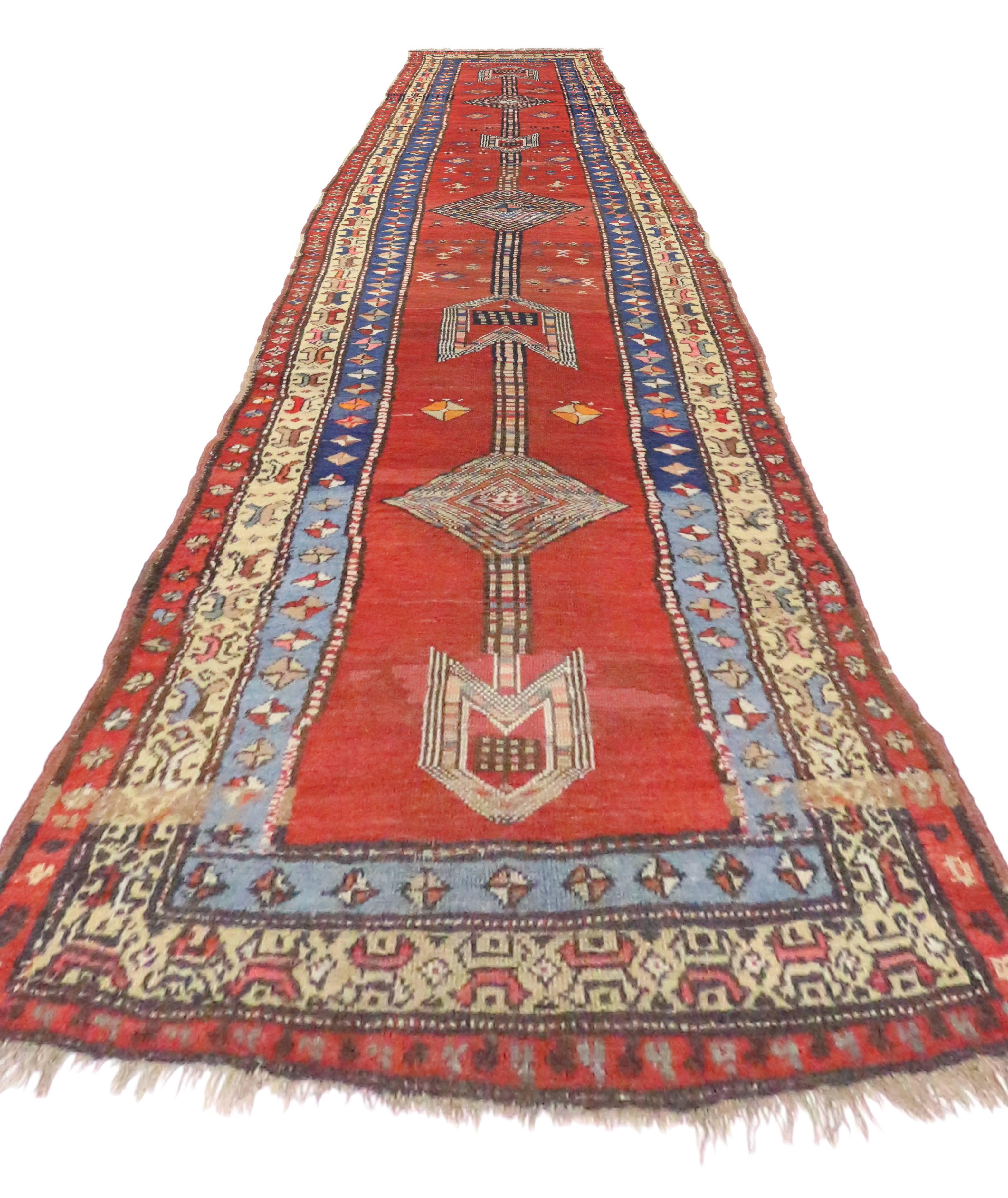Antique Persian Sarab Runner with Mid-Century Modern Tribal Style 4