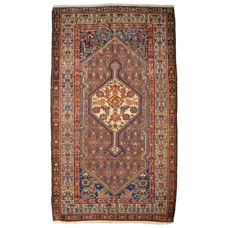 Saraband Rug Antique 1900s Persian Saraband Rug, Blue, Red, and Orange, 5x7 For Sale ...