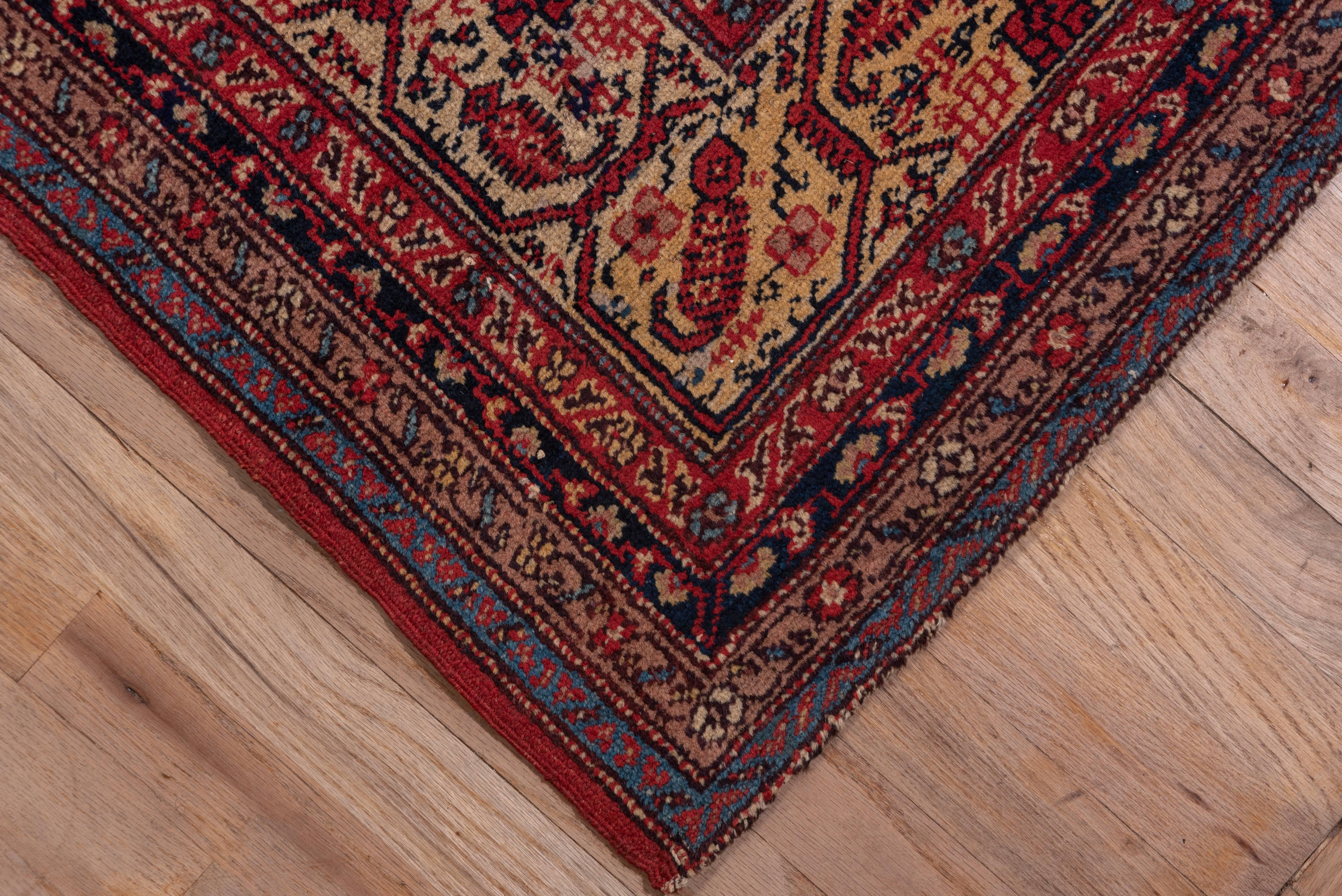 Hand-Knotted Antique Persian Saraband Carpet, Red Allover Field, Circa 1930s For Sale
