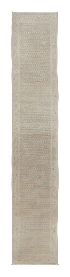 Antique Persian Saraband Extra Long Runner in Cream & Beige - Rug & Kilim