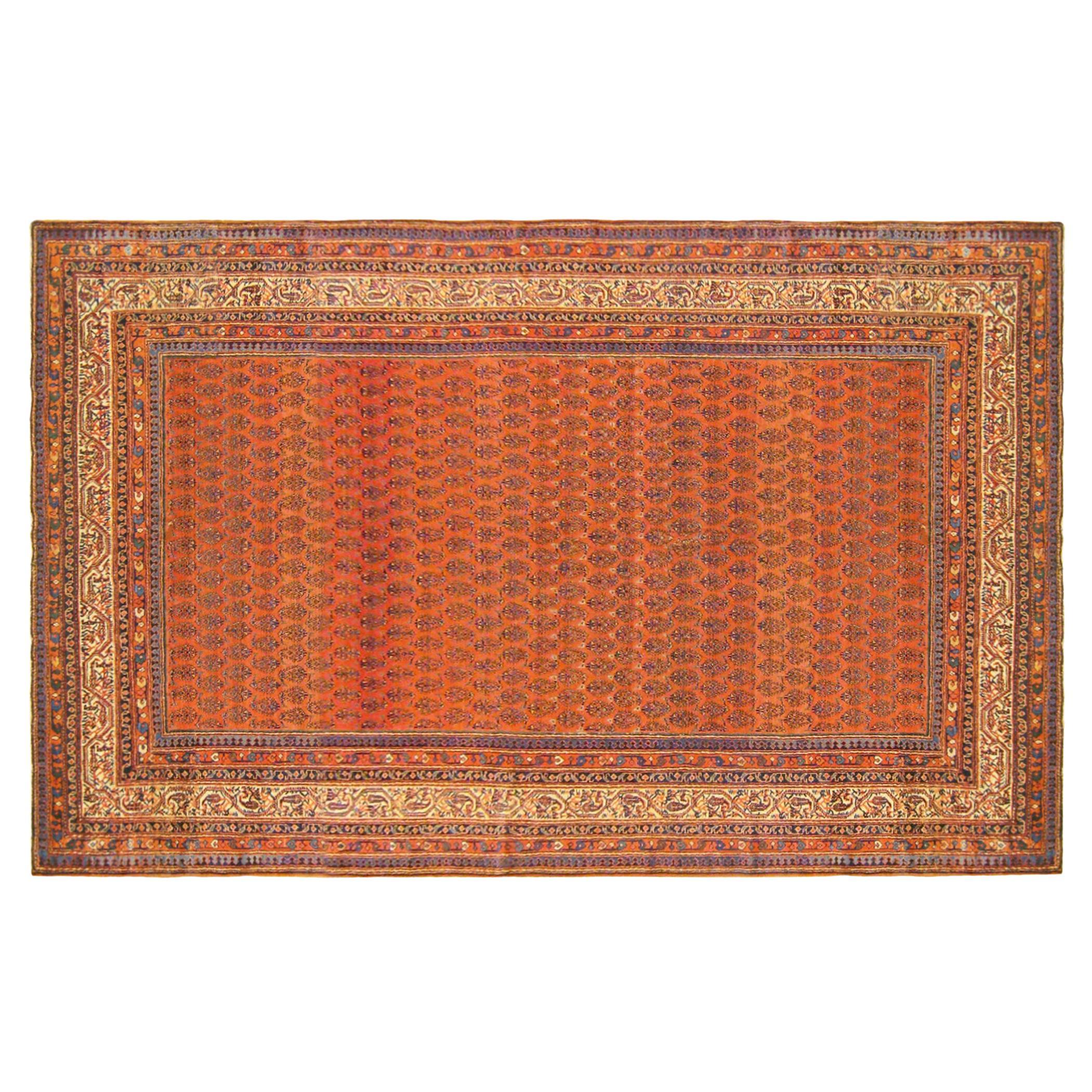 Antique Persian Saraband Oriental Rug, in Small Size, W/ Allover Design