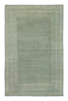 Antique Persian Saraband Rug Intricate Boteh Grid in Green Hues - Rug & Kilim