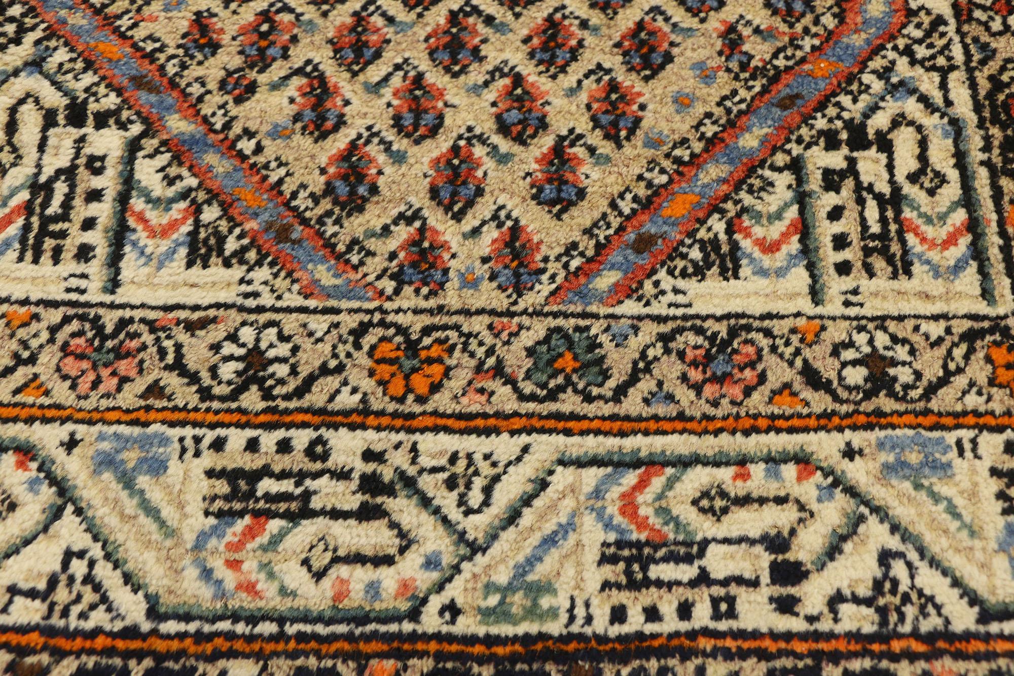 Hand-Knotted Antique Persian Saraband Rug with Mir Boteh Design For Sale