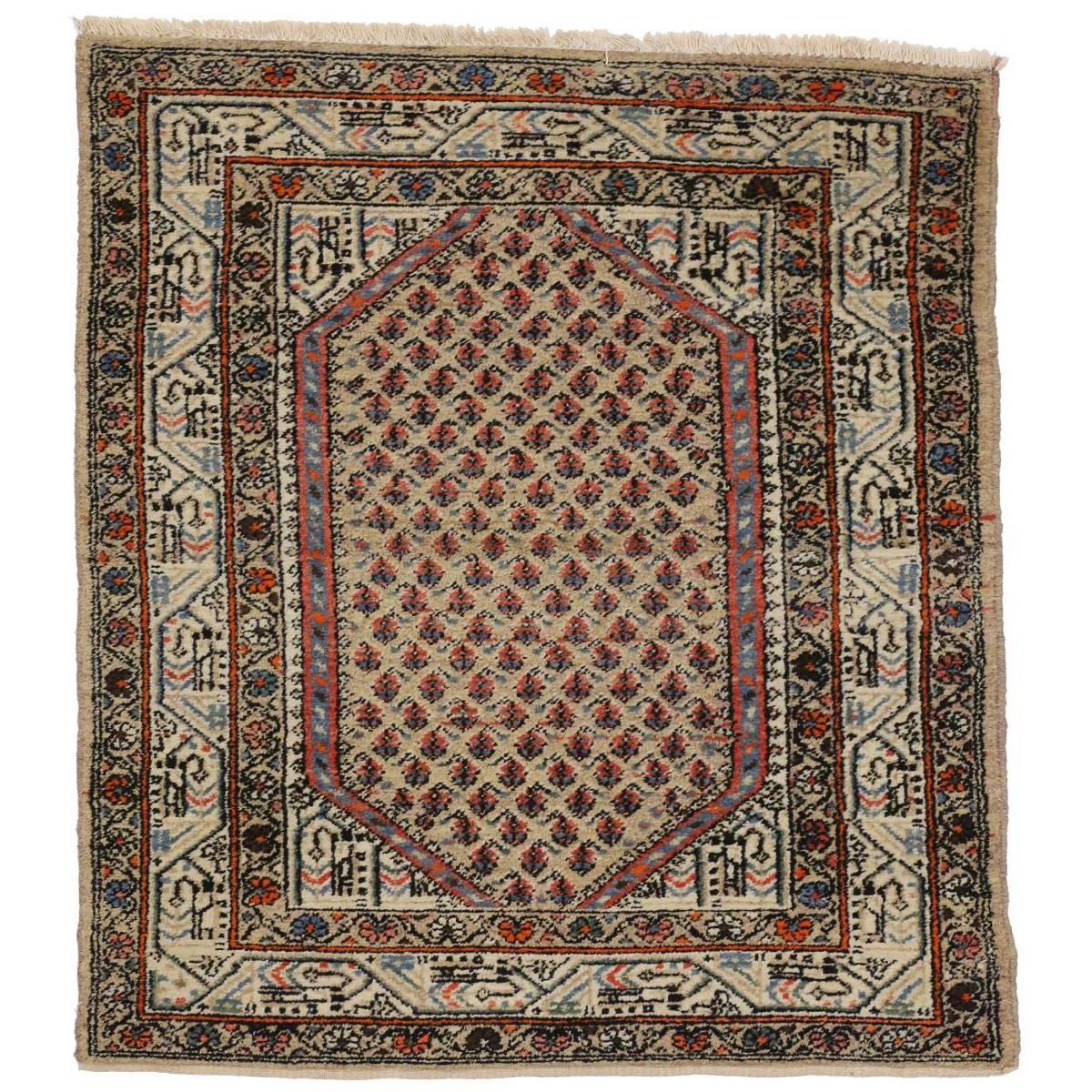 Antique Persian Saraband Rug with Mir Boteh Design For Sale