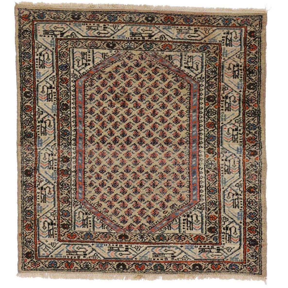 Antique Persian Saraband Rug with Mir Boteh Design For Sale