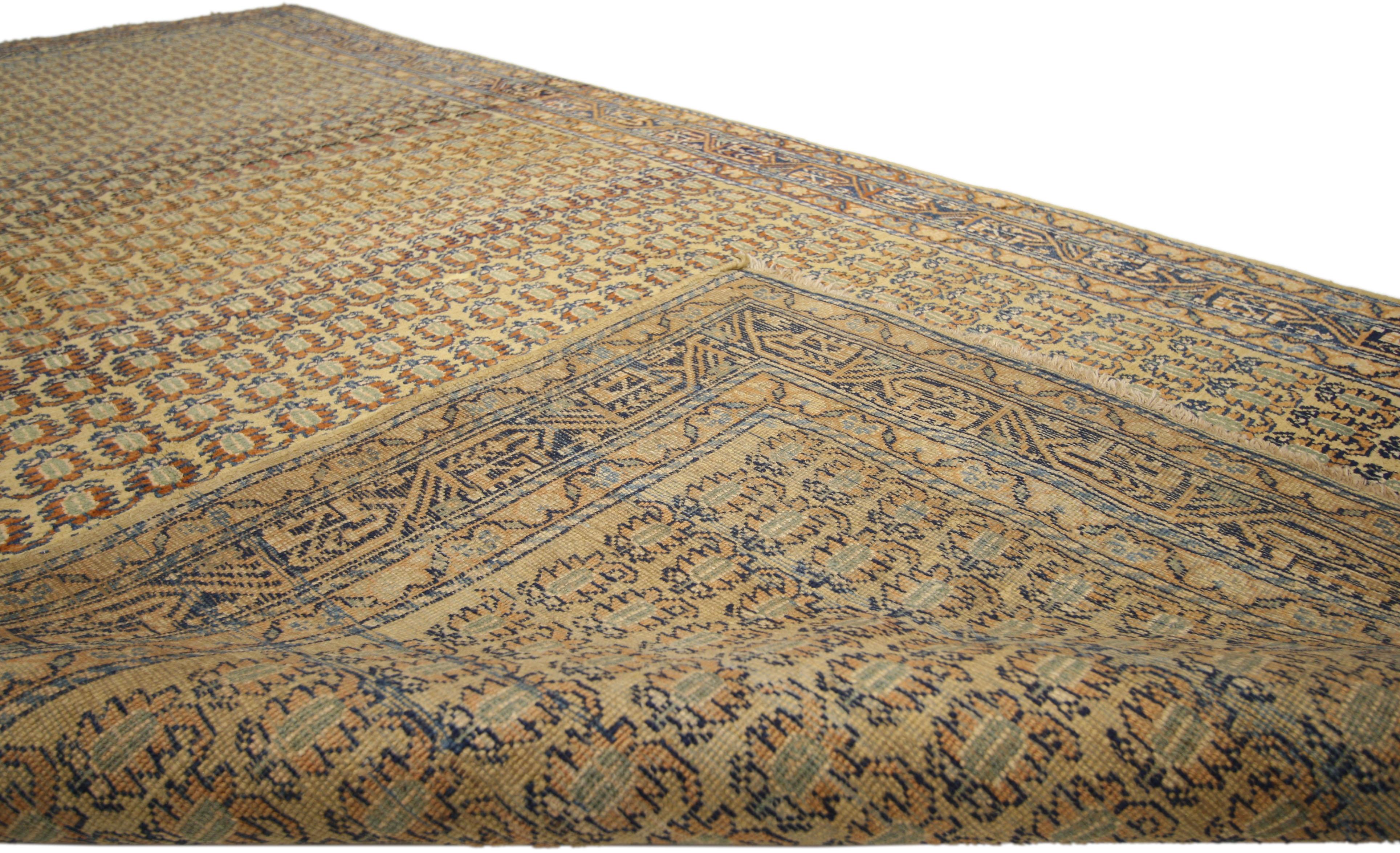 Perse Tapis de couloir Saraband persan ancien avec motif Mir Boteh, large tapis de couloir en vente