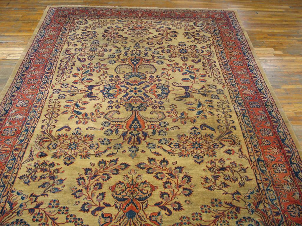 Hand-Knotted 1920s Persian Sarouk Carpet ( 8'9