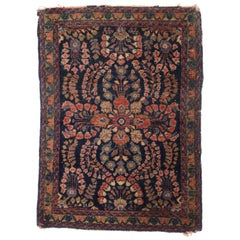 Antique Persian Sarouk Accent Rug, Small Persian Rug with Modern Victorian Style