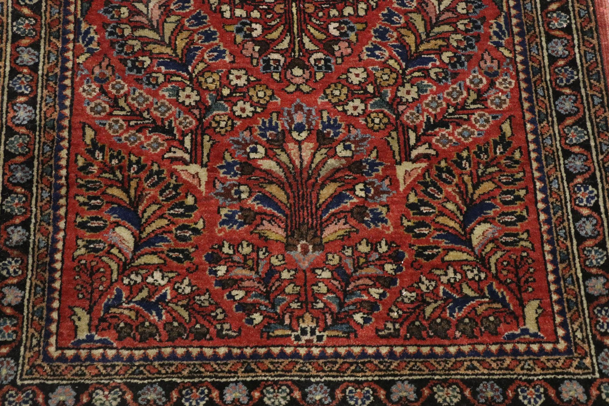 Antique Persian Sarouk Accent Rug with Victorian Style In Good Condition For Sale In Dallas, TX