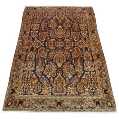 Antique Persian Sarouk, All-Over Design on Navy Field, Wool, 1920