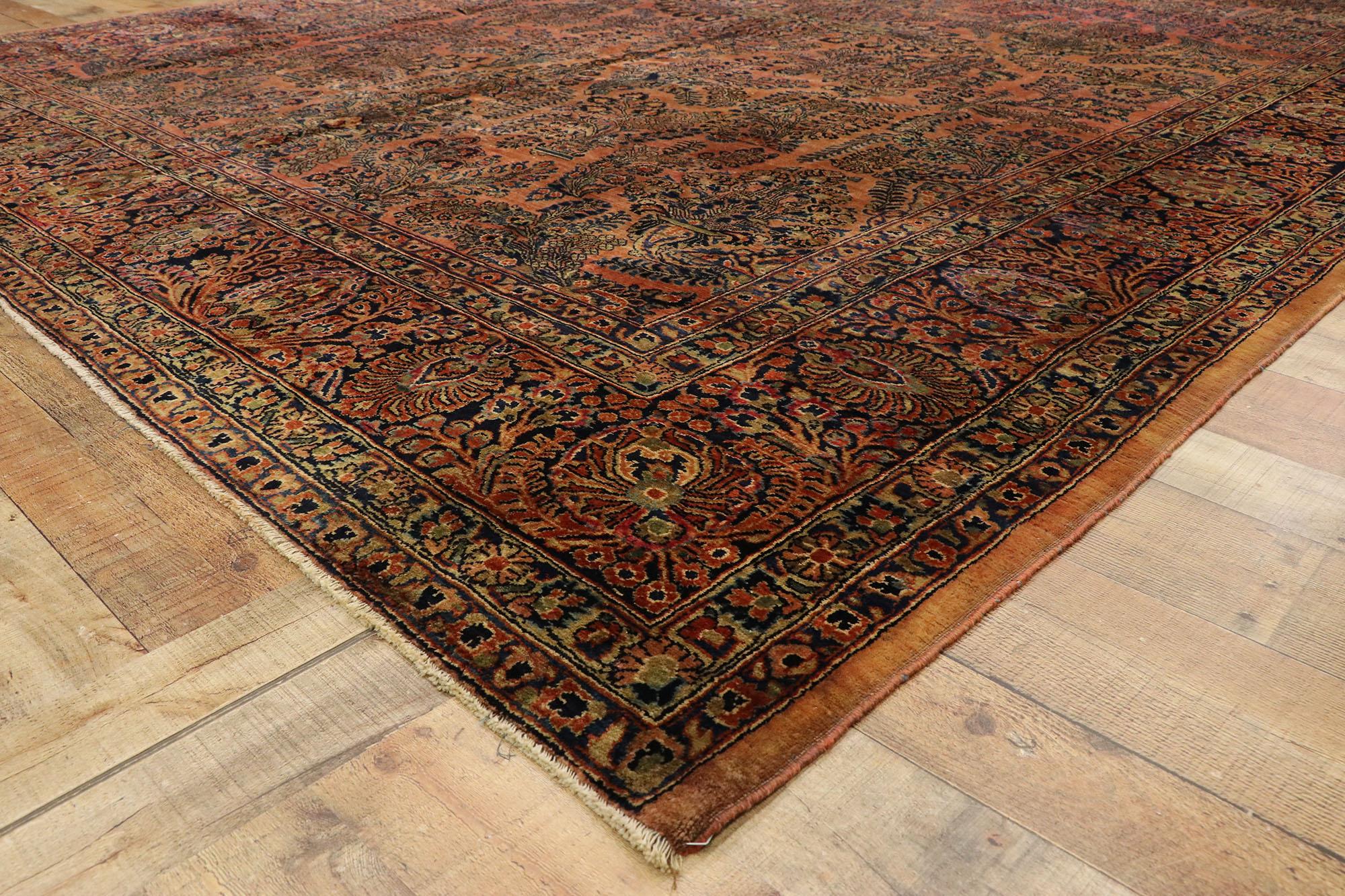 20th Century Antique Persian Sarouk Area Rug with American Traditional Style For Sale