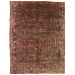 Antique Persian Sarouk Area Rug with American Traditional Style