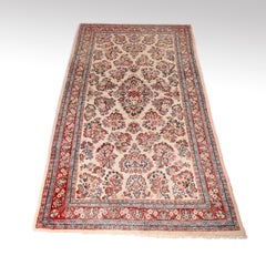 Antique Persian Sarouk Blue & White Oriental Wool Rug Circa 1930