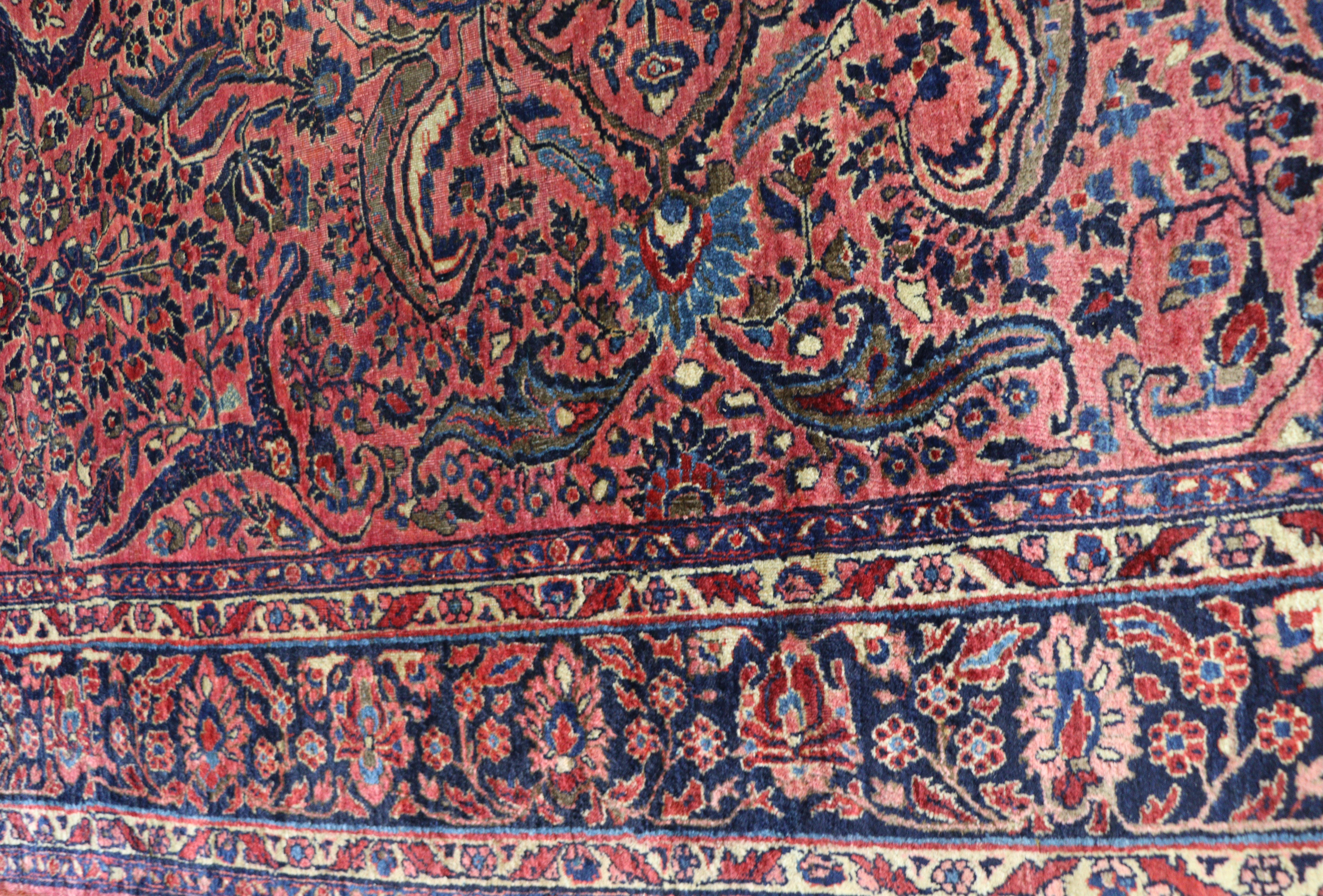 Hand-Knotted Antique Persian Sarouk Carpet, circa 1920's 7' x 10'