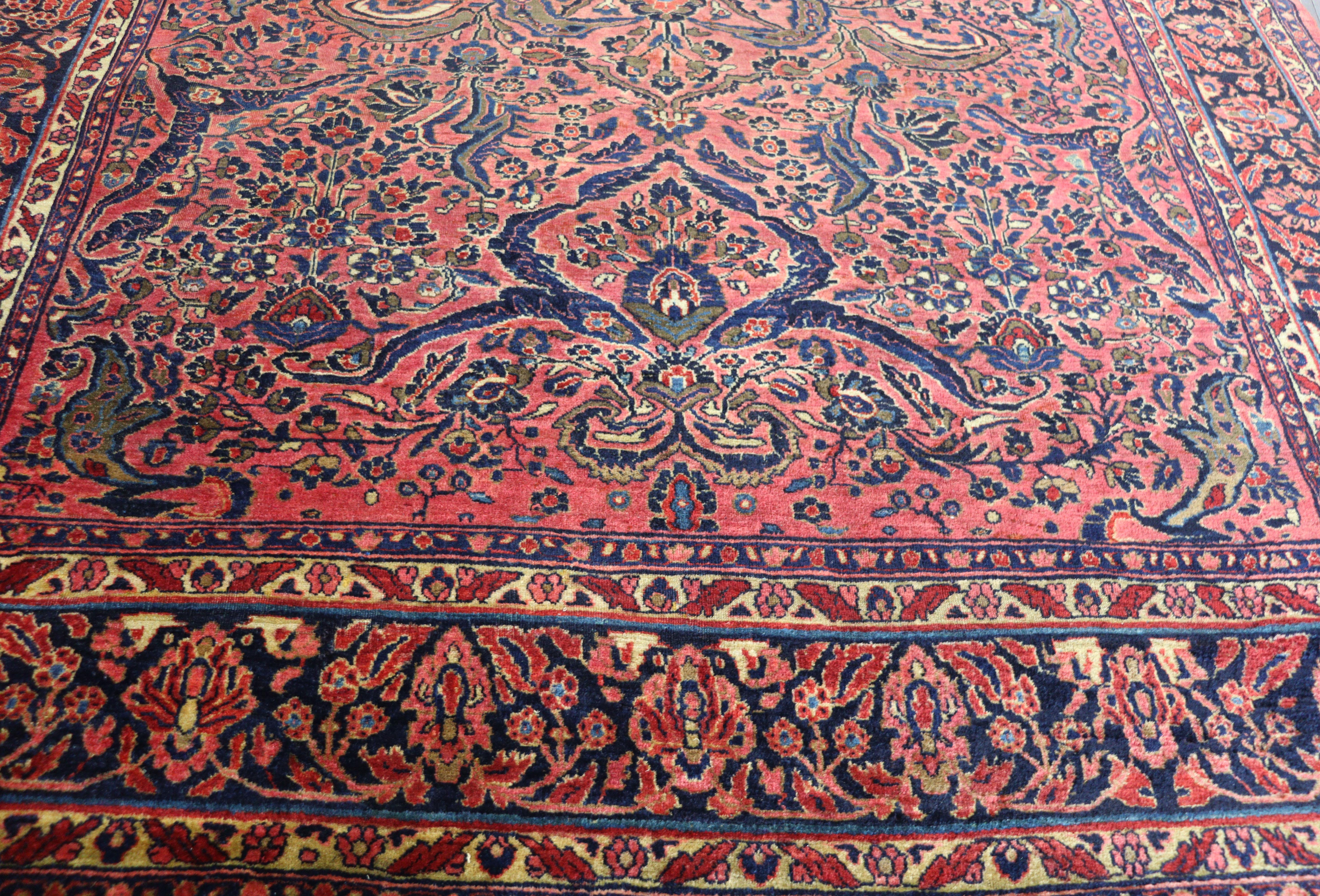 Wool Antique Persian Sarouk Carpet, circa 1920's 7' x 10'