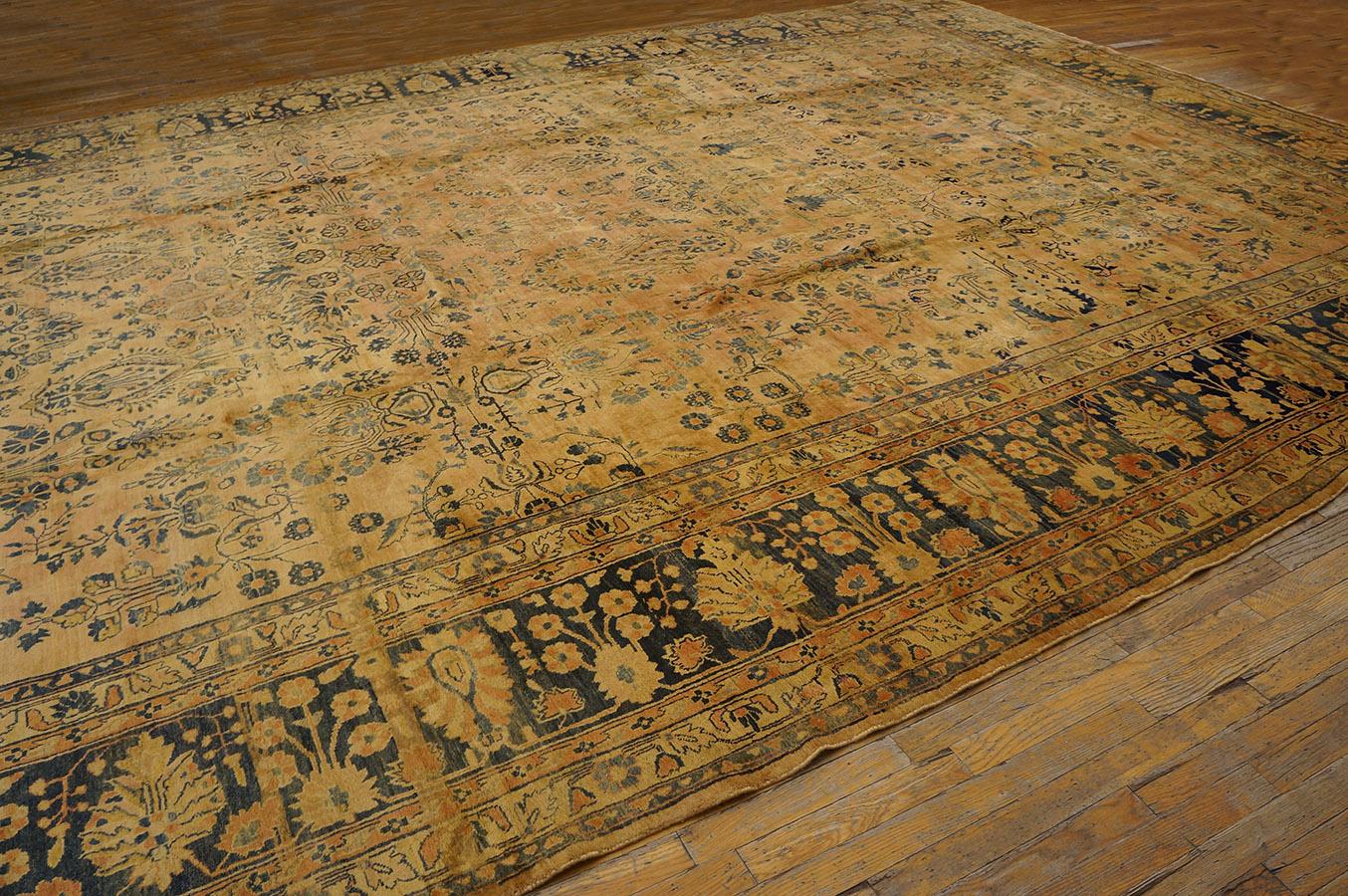 Hand-Knotted 1920s Persian Sarouk Mohajeran Carpet ( 12'8