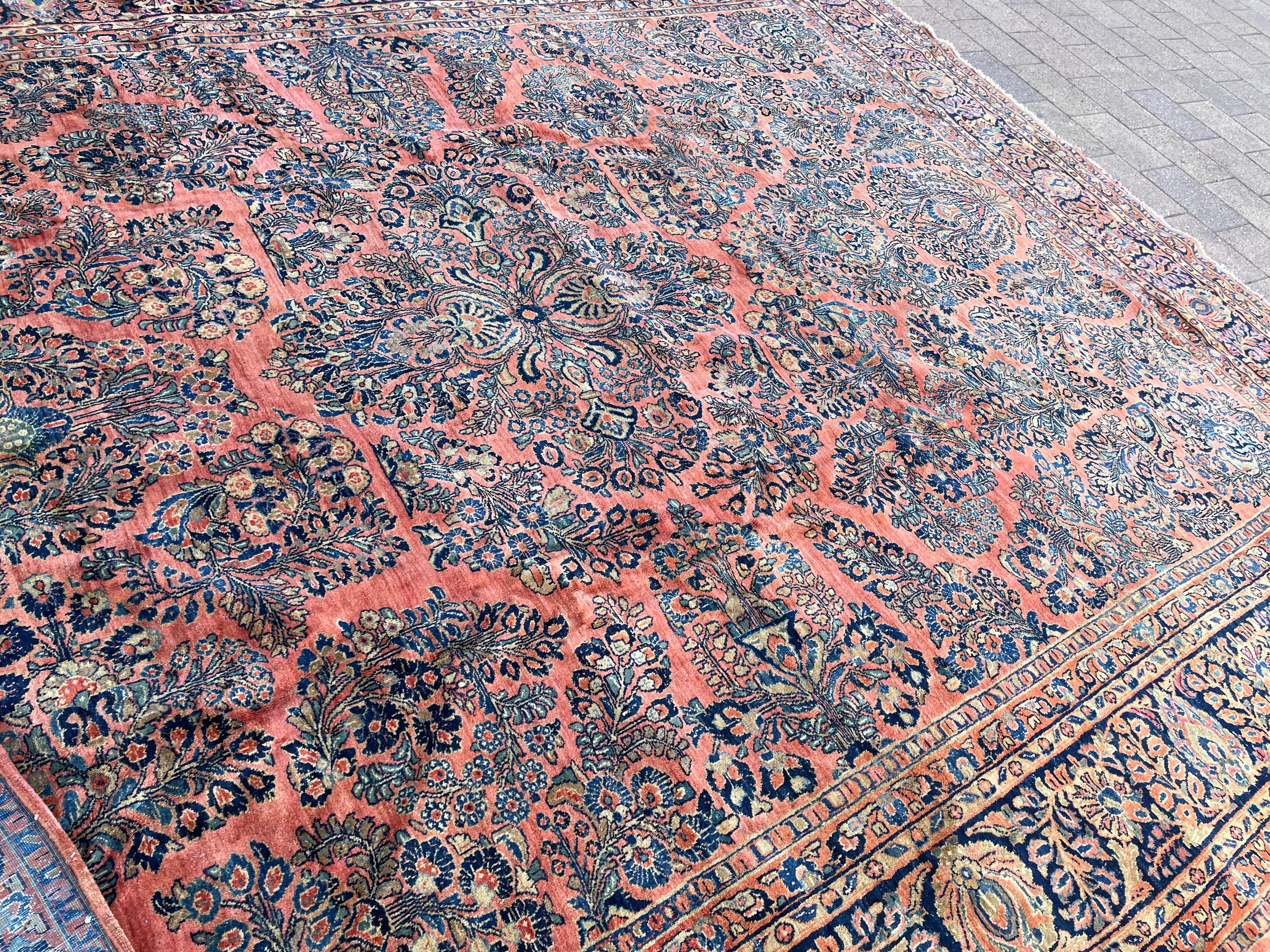 Sarouk Farahan Antique Persian Sarouk Carpet, garden design For Sale