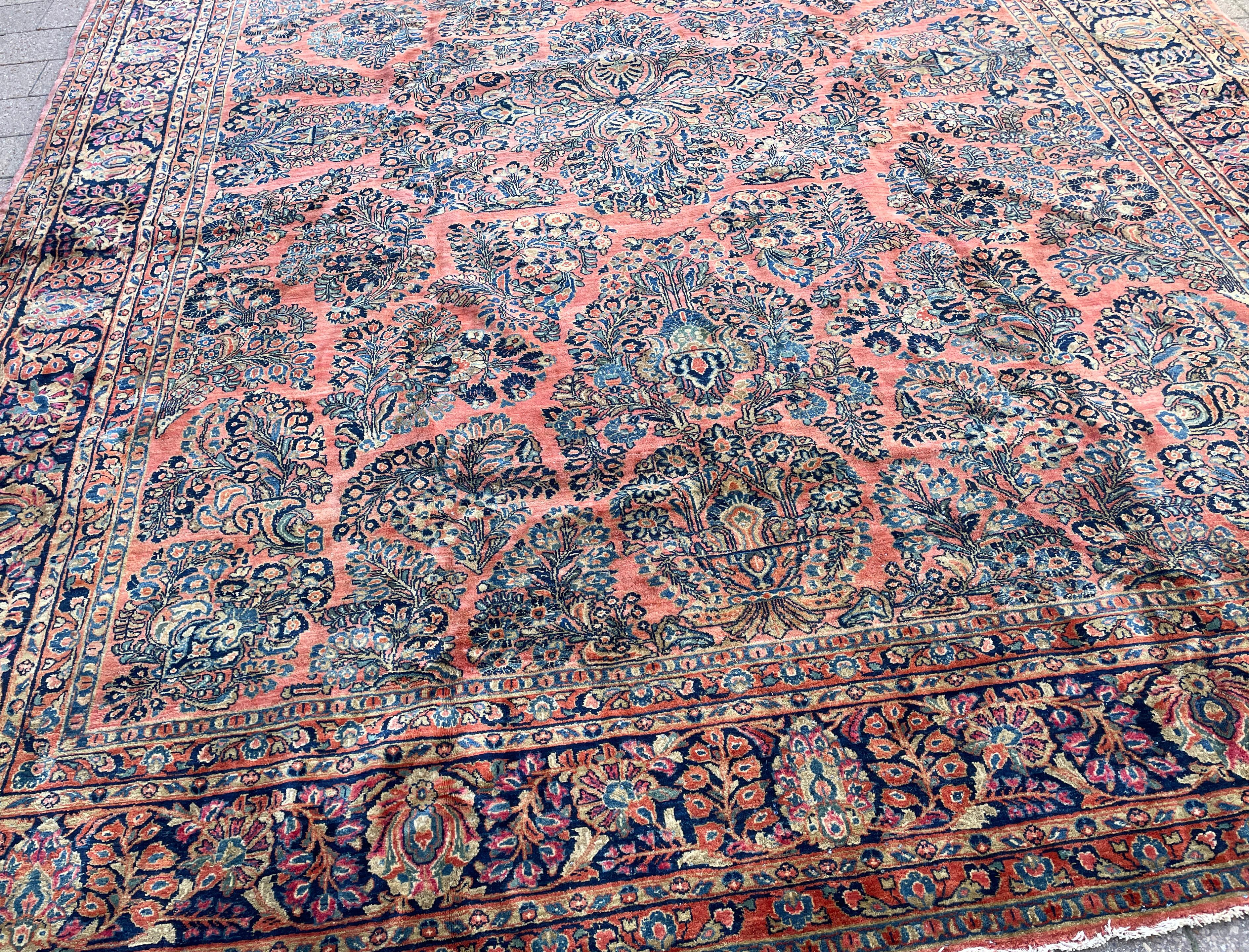 20th Century Antique Persian Sarouk Carpet, garden design For Sale