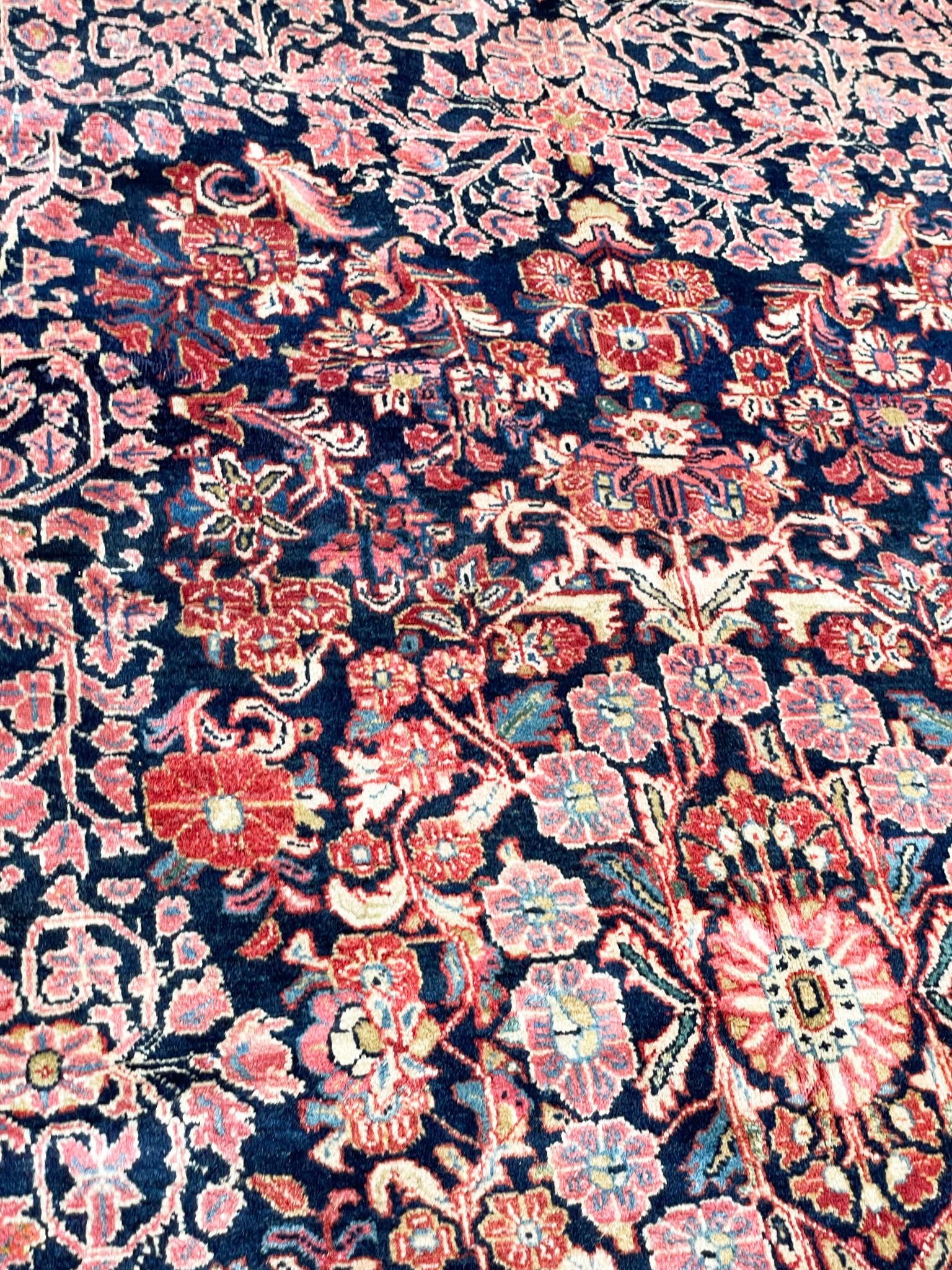 Hand-Knotted Antique Persian Sarouk Carpet, Wedding Rug For Sale