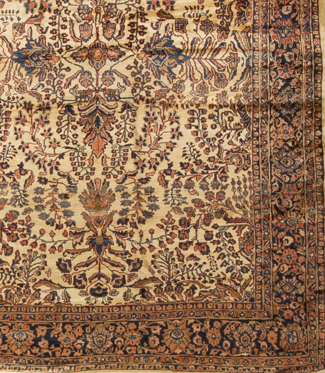 Hand-Woven Antique Persian Sarouk Rug Circa 1900 For Sale