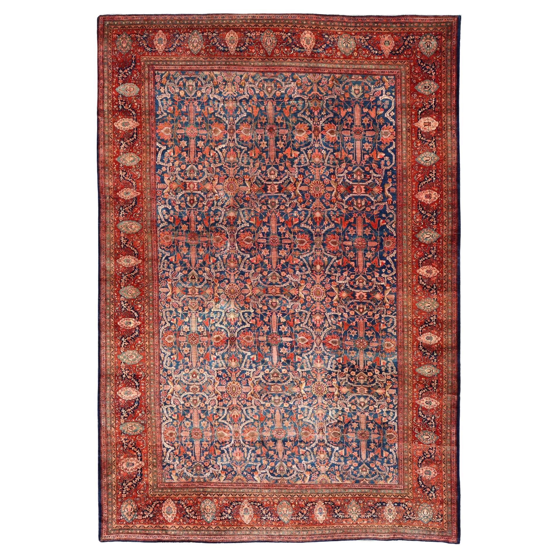Tapis persan Sarouk Faraghan ancien avec design floral luxuriant 13
 x 19
.
