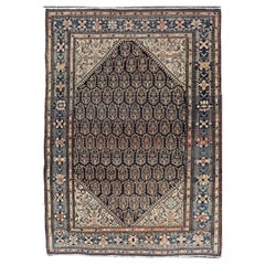 Antique Persian Sarouk Faraghan Rug with Midnight Field Design
