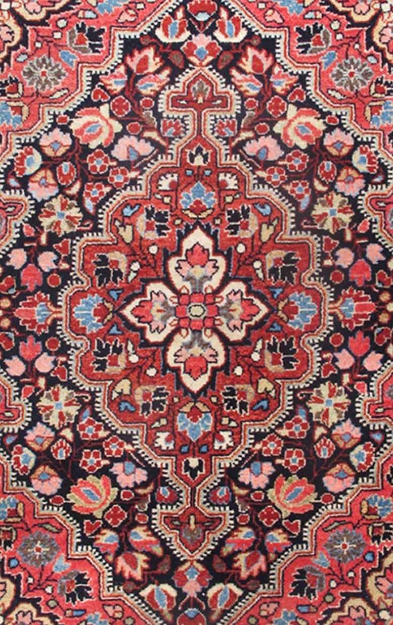 Hand-Knotted Antique Persian Sarouk Farahan Carpet with Intricate and Colorful Floral Motifs For Sale