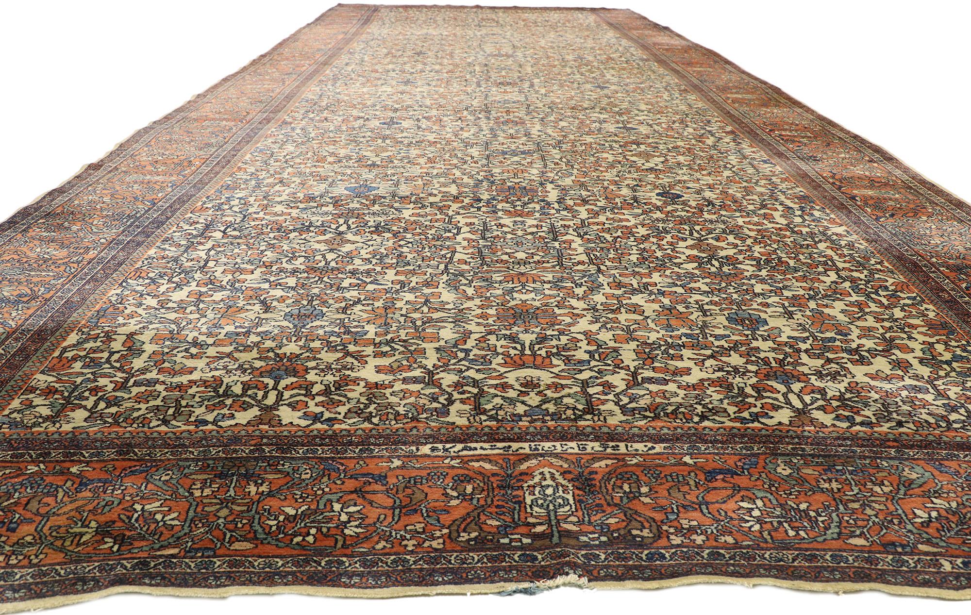 Hand-Knotted 1880s Oversized Antique Persian Sarouk Farahan Rug, Hotel Lobby Size Carpet For Sale
