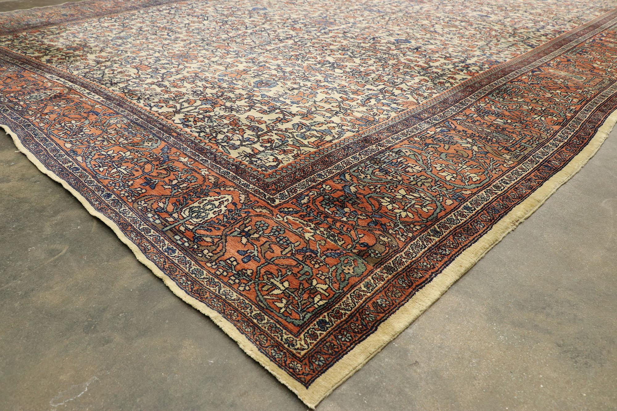 Wool 1880s Oversized Antique Persian Sarouk Farahan Rug, Hotel Lobby Size Carpet For Sale
