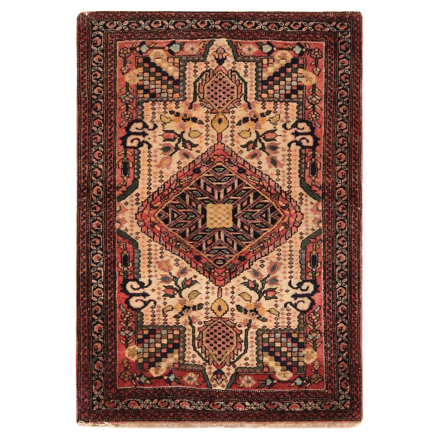 Antiker persischer Sarouk Farahan-Teppich aus Sarouk. 1 ft 9 in x 2 ft 6 in