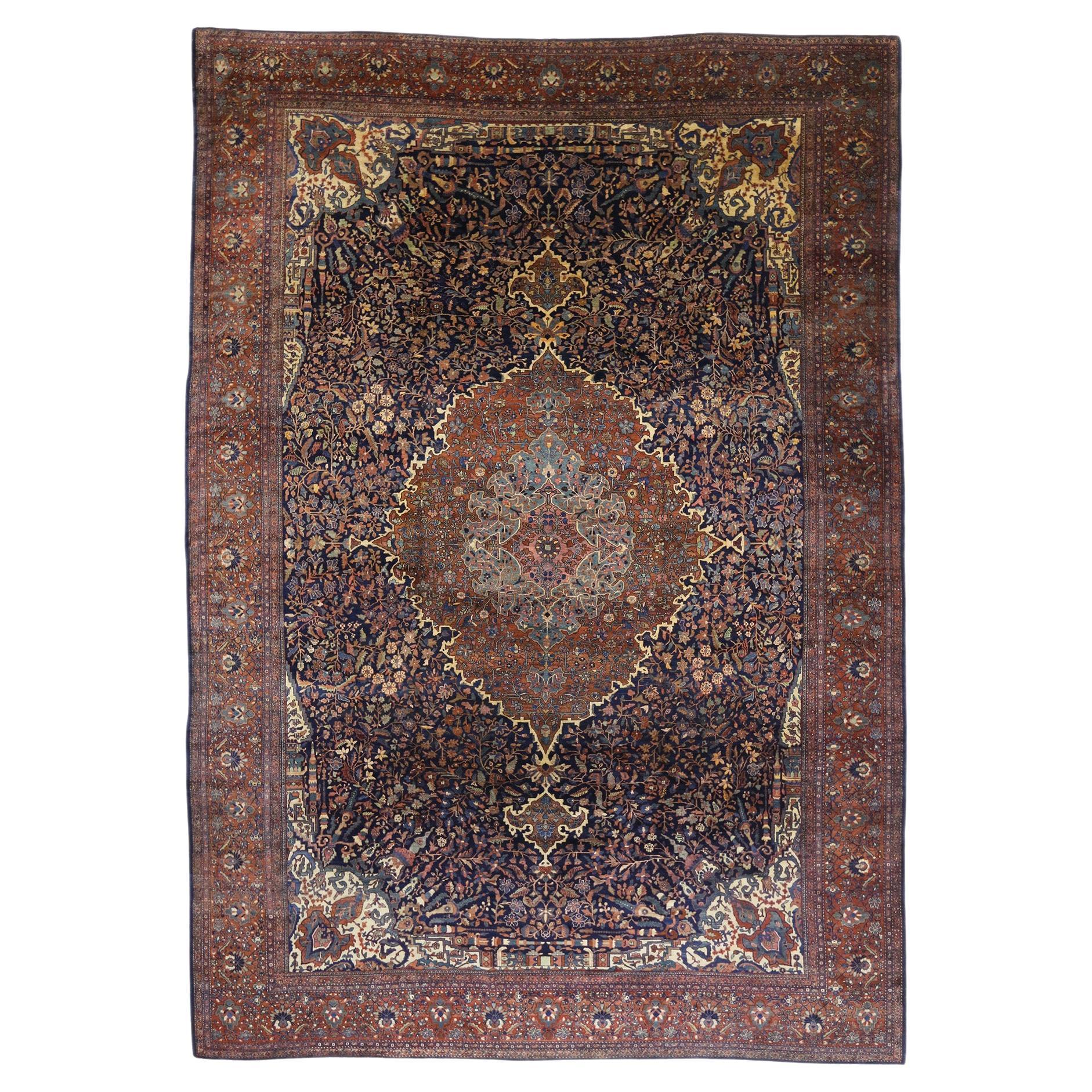 Late 19th Century Persian Sarouk Farahan Rug, 14 x 20 Hotel Lobby Size Carpet