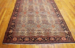 1880s Ivory Floral Persian Formal Sarouk Farahan Carpet Woven 4'6"x6'6" Wool Rug