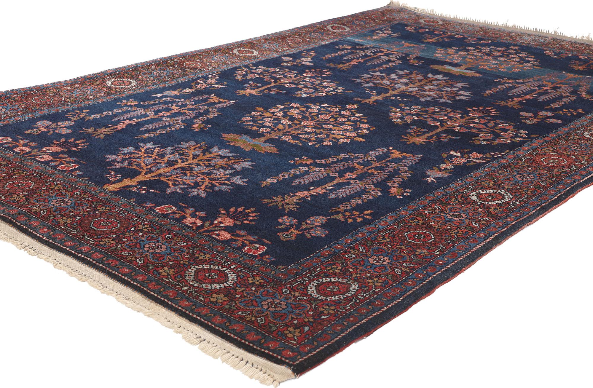 78561 Antique Persian Sarouk Farahan Rug, 04'00 x 06'05.
Emanating timeless appeal with incredible detail and lavish texture, this hand knotted wool antique Persian Sarouk Farahan rug is a captivating vision of woven beauty.  The decorative