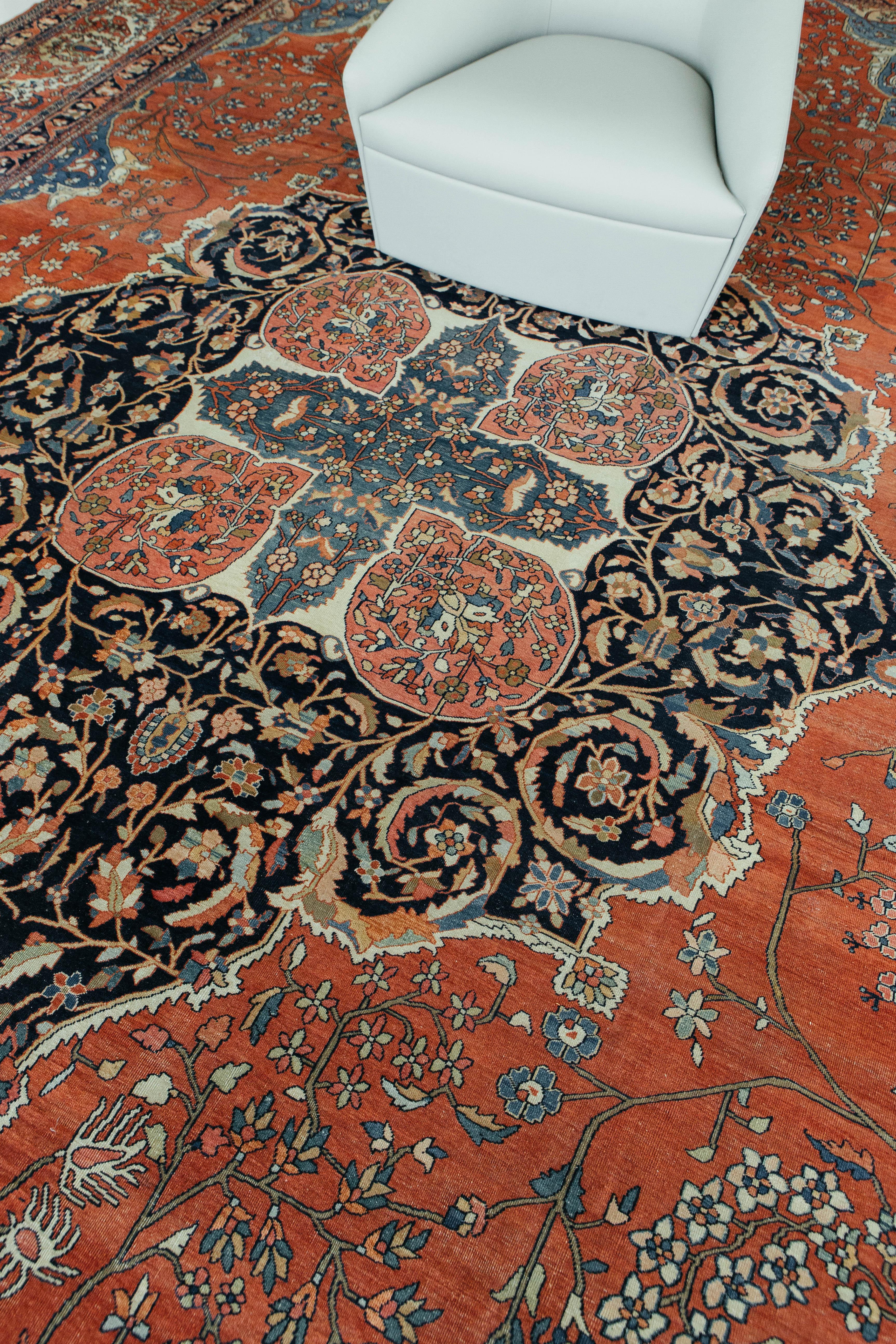 Antiker persischer Sarouk-Farahan-Teppich im Angebot 6