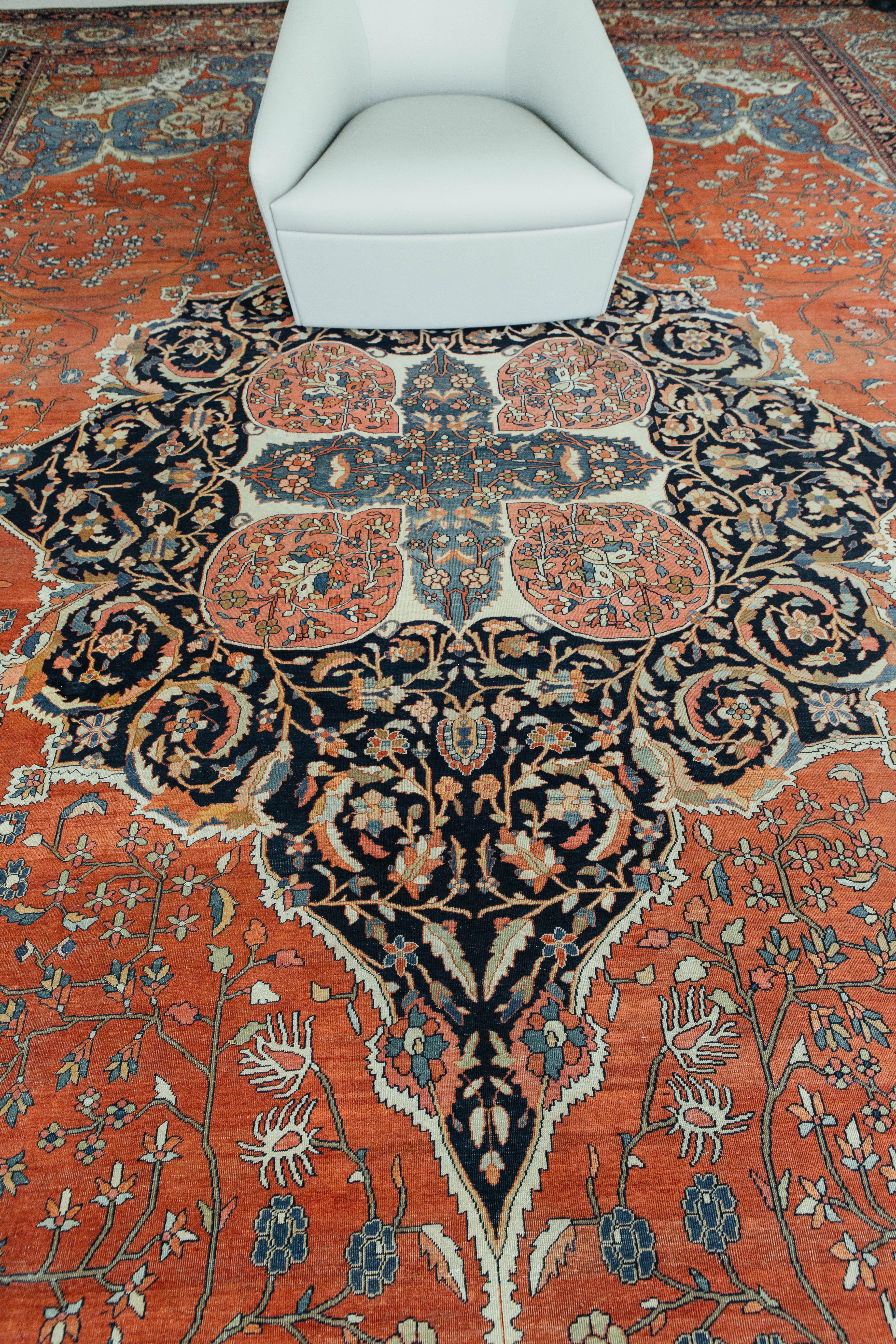 Antiker persischer Sarouk-Farahan-Teppich im Angebot 7