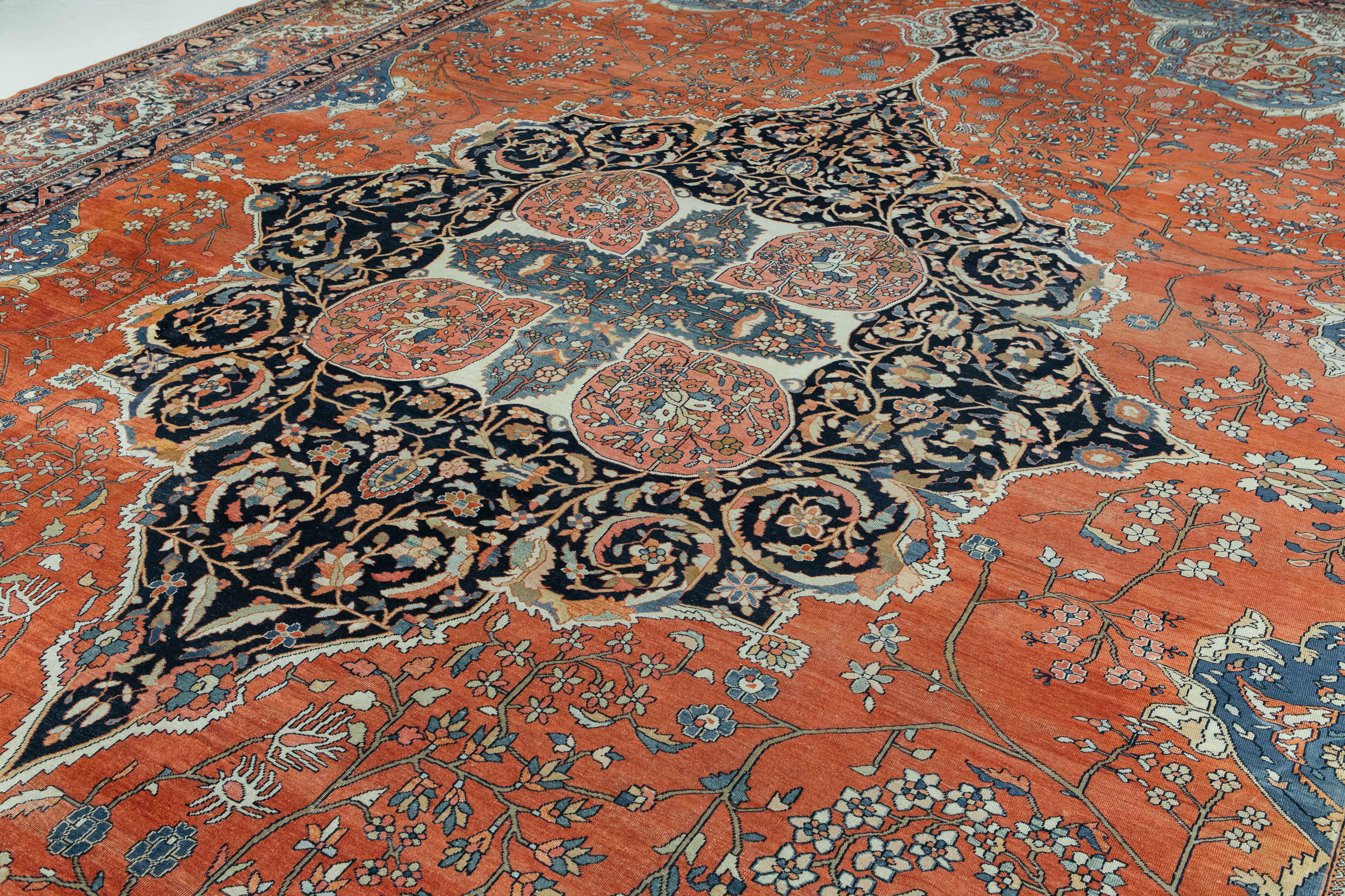 Antiker persischer Sarouk-Farahan-Teppich (Sarouk Farahan) im Angebot