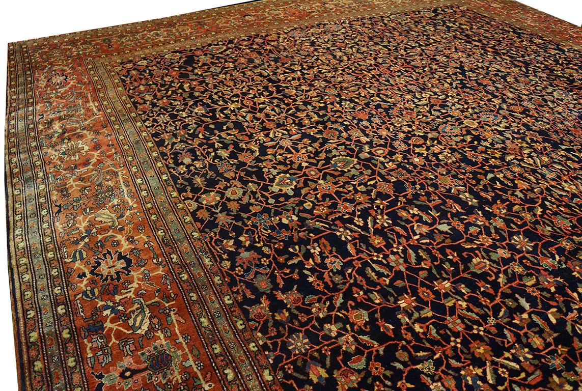 Hand-Knotted 19th Century Persian Sarouk Farahan Carpet ( 14'3