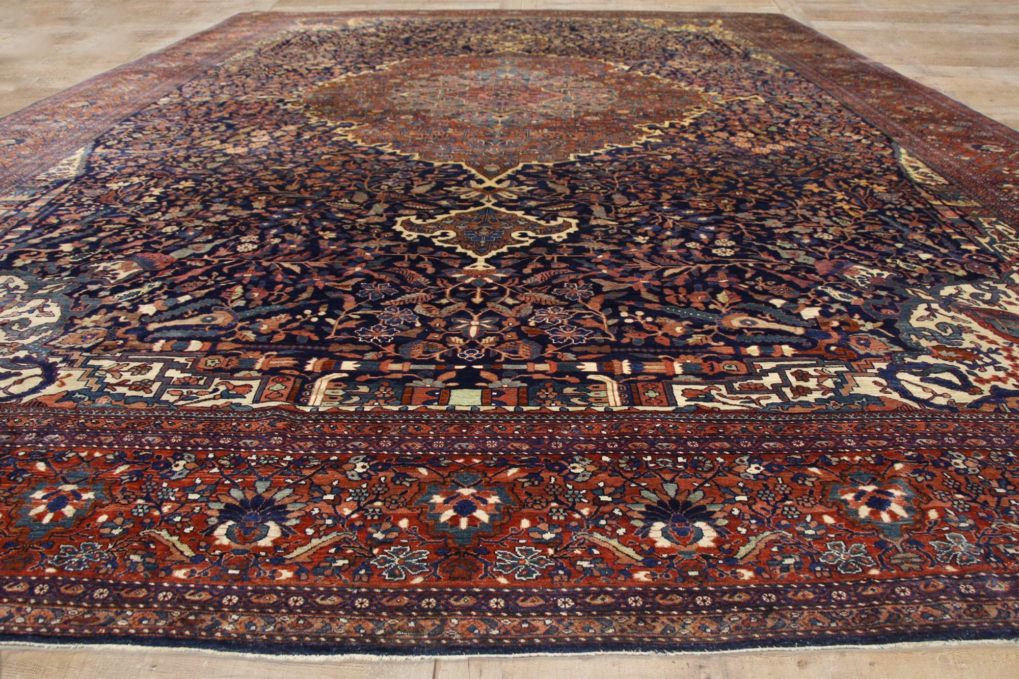 Tappeto Sarouk Farahan persiano della fine del XIX secolo, 14 x 20 Dimensioni della hall dell'hotel in vendita 4