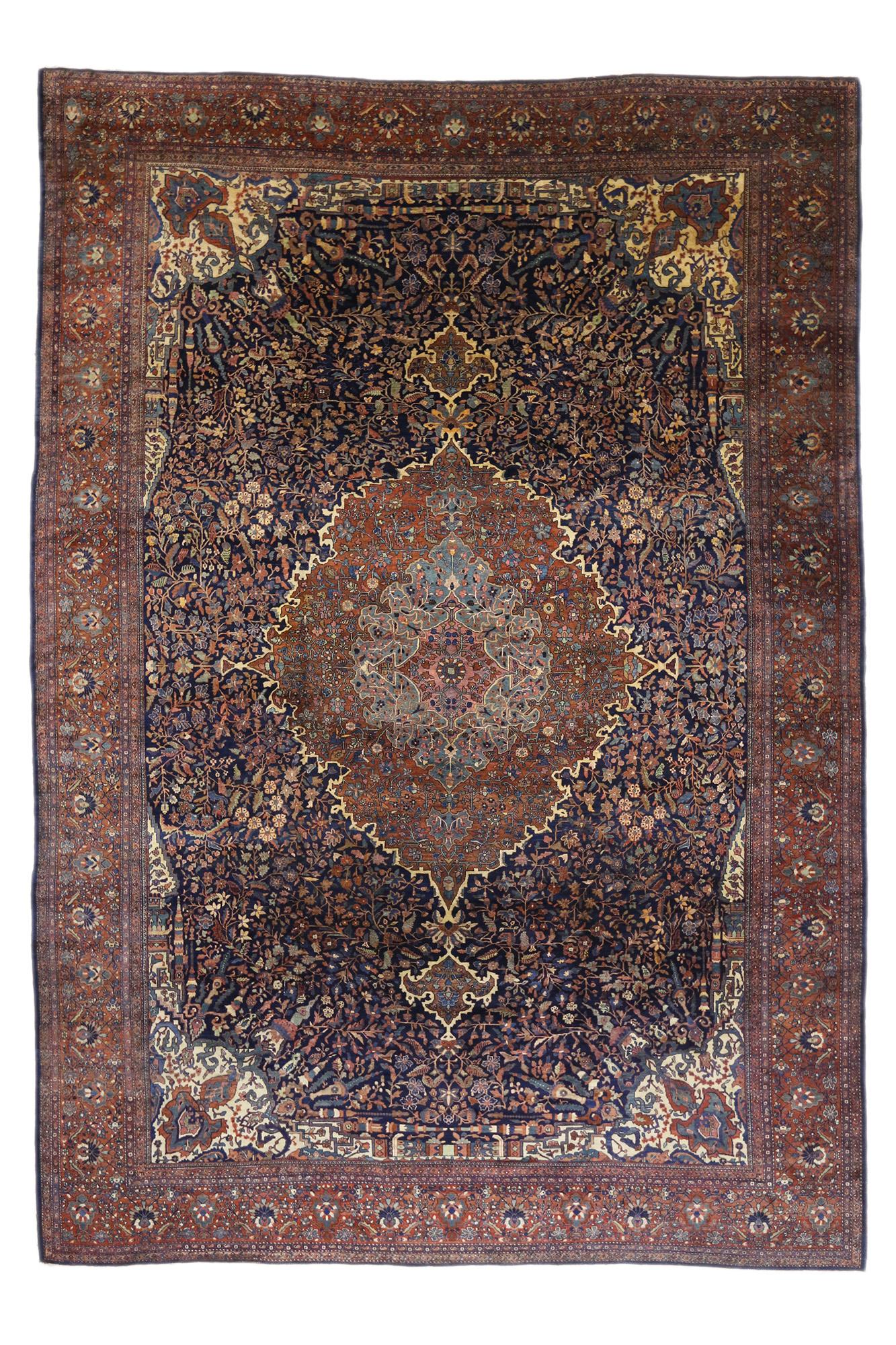 Tappeto Sarouk Farahan persiano della fine del XIX secolo, 14 x 20 Dimensioni della hall dell'hotel in vendita 6