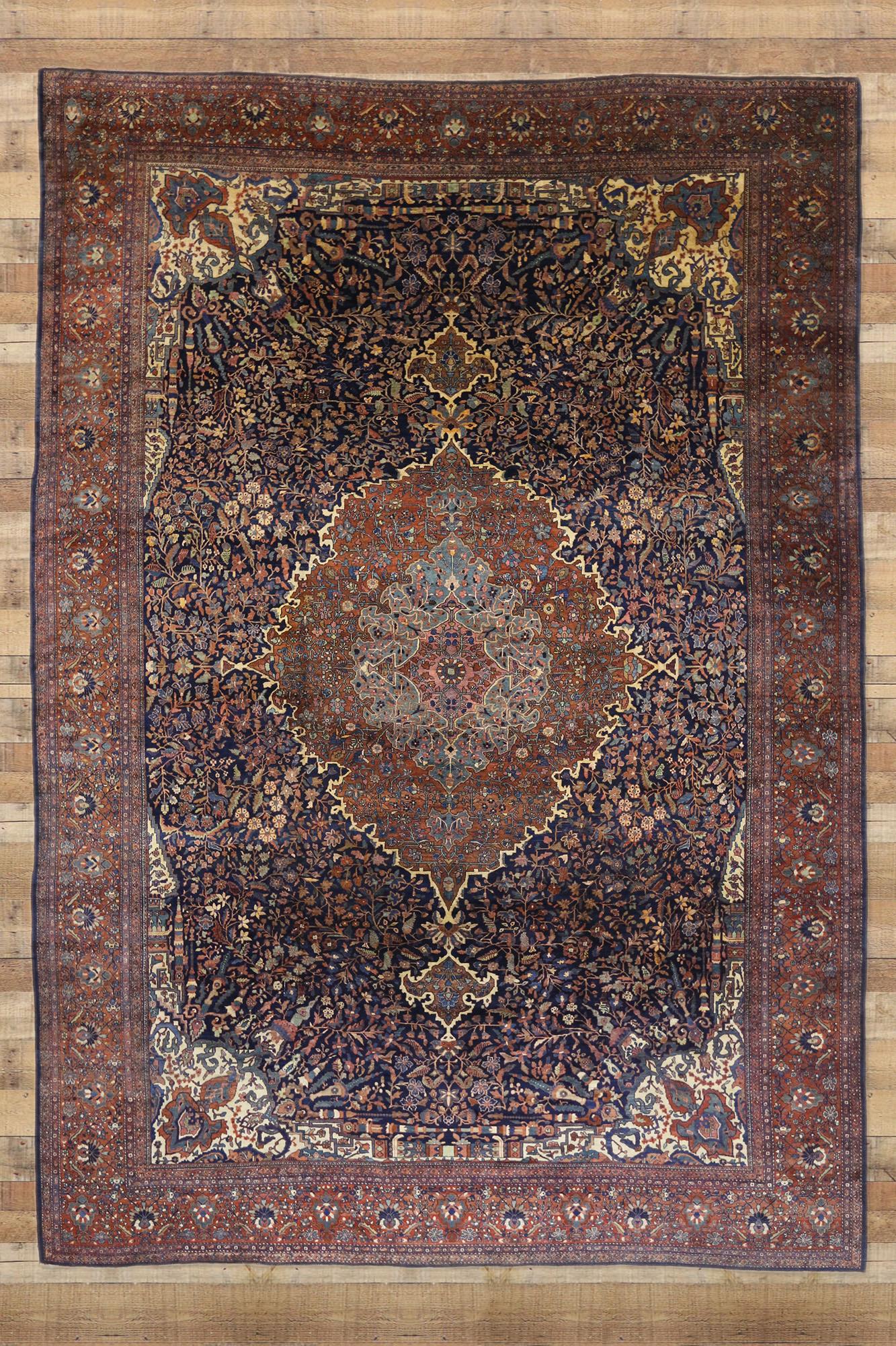 Tappeto Sarouk Farahan persiano della fine del XIX secolo, 14 x 20 Dimensioni della hall dell'hotel in vendita 5