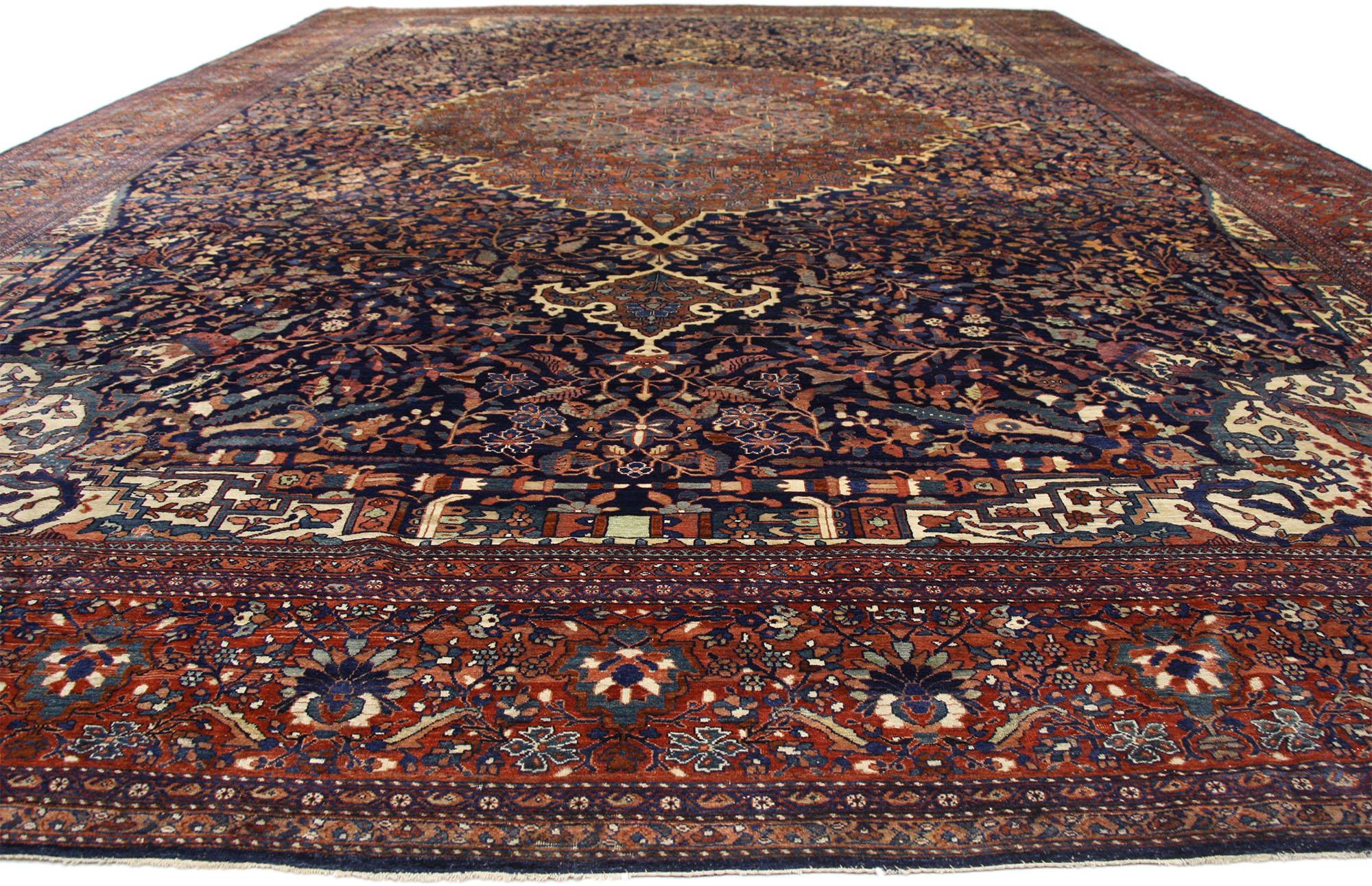 Hand-Knotted Antique Persian Sarouk Farahan Rug,  Hotel Lobby Size Carpet For Sale