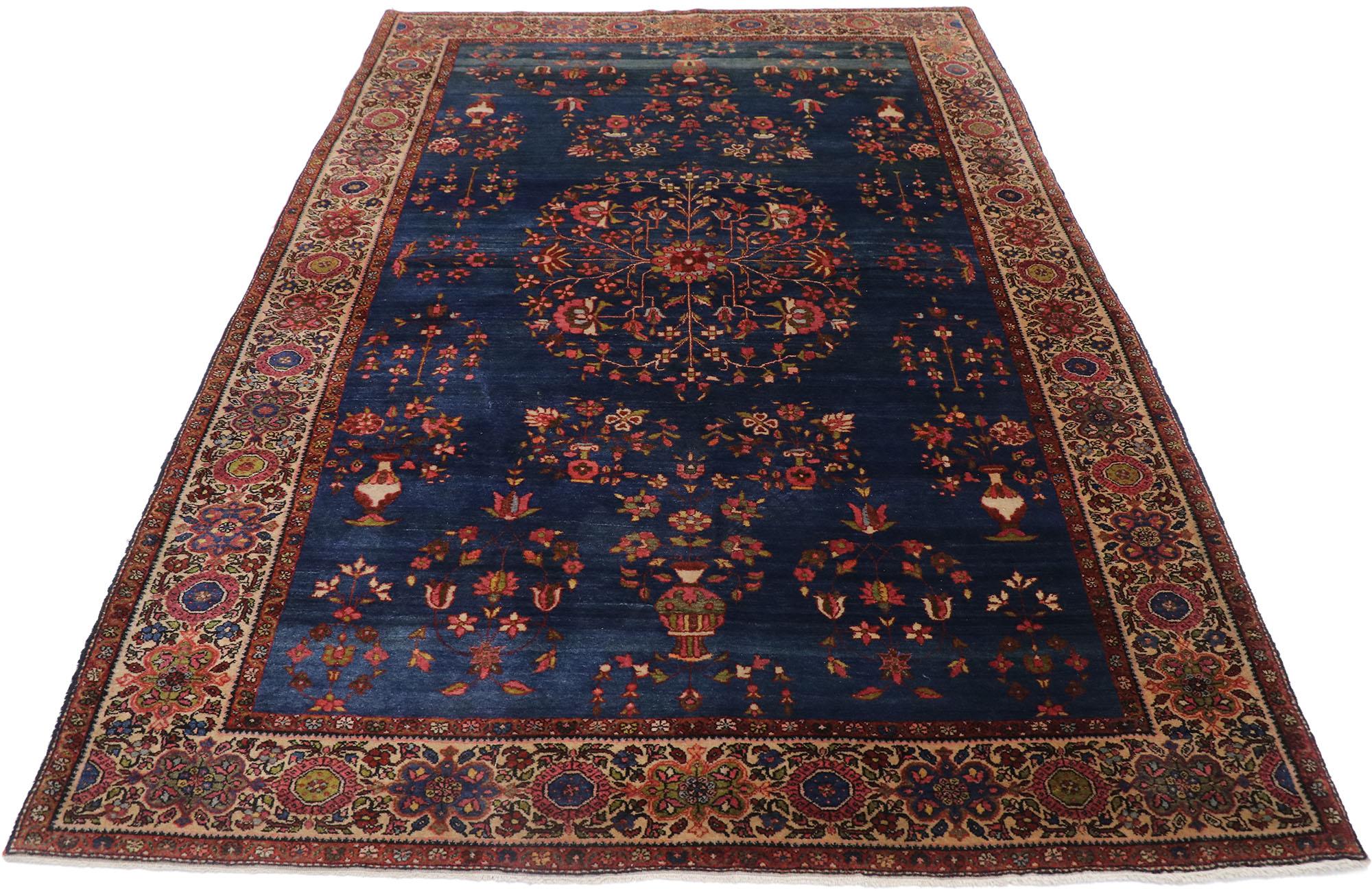 Hand-Knotted Antique Persian Sarouk Farahan Rug with Victorian Style For Sale