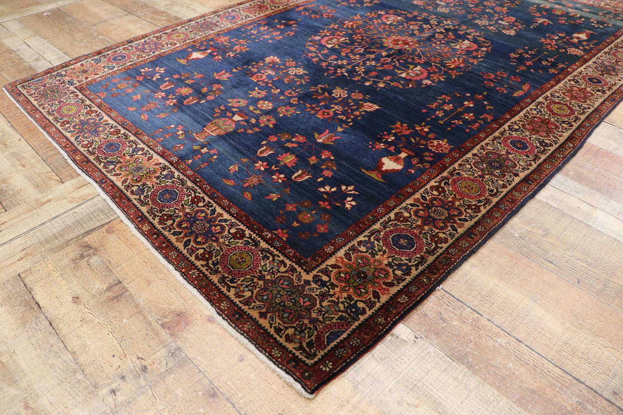 Wool Antique Persian Sarouk Farahan Rug with Victorian Style For Sale
