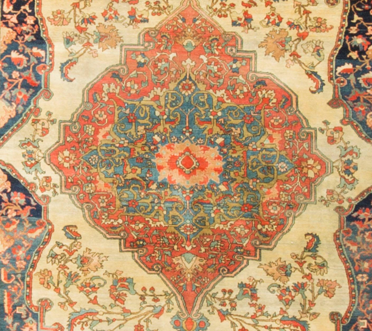 Hand-Woven Antique Persian Sarouk Feraghan Rug Carpet, circa 1900  6'6 x 9'10 For Sale