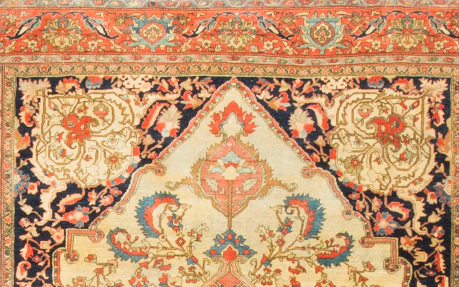 20th Century Antique Persian Sarouk Feraghan Rug Carpet, circa 1900  6'6 x 9'10 For Sale