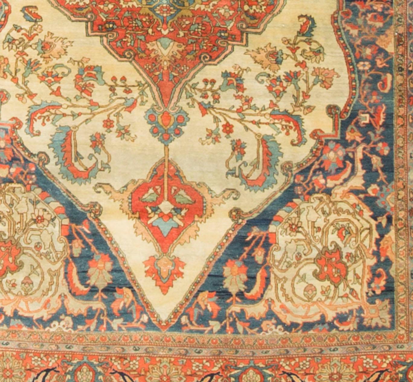 Wool Antique Persian Sarouk Feraghan Rug Carpet, circa 1900  6'6 x 9'10 For Sale