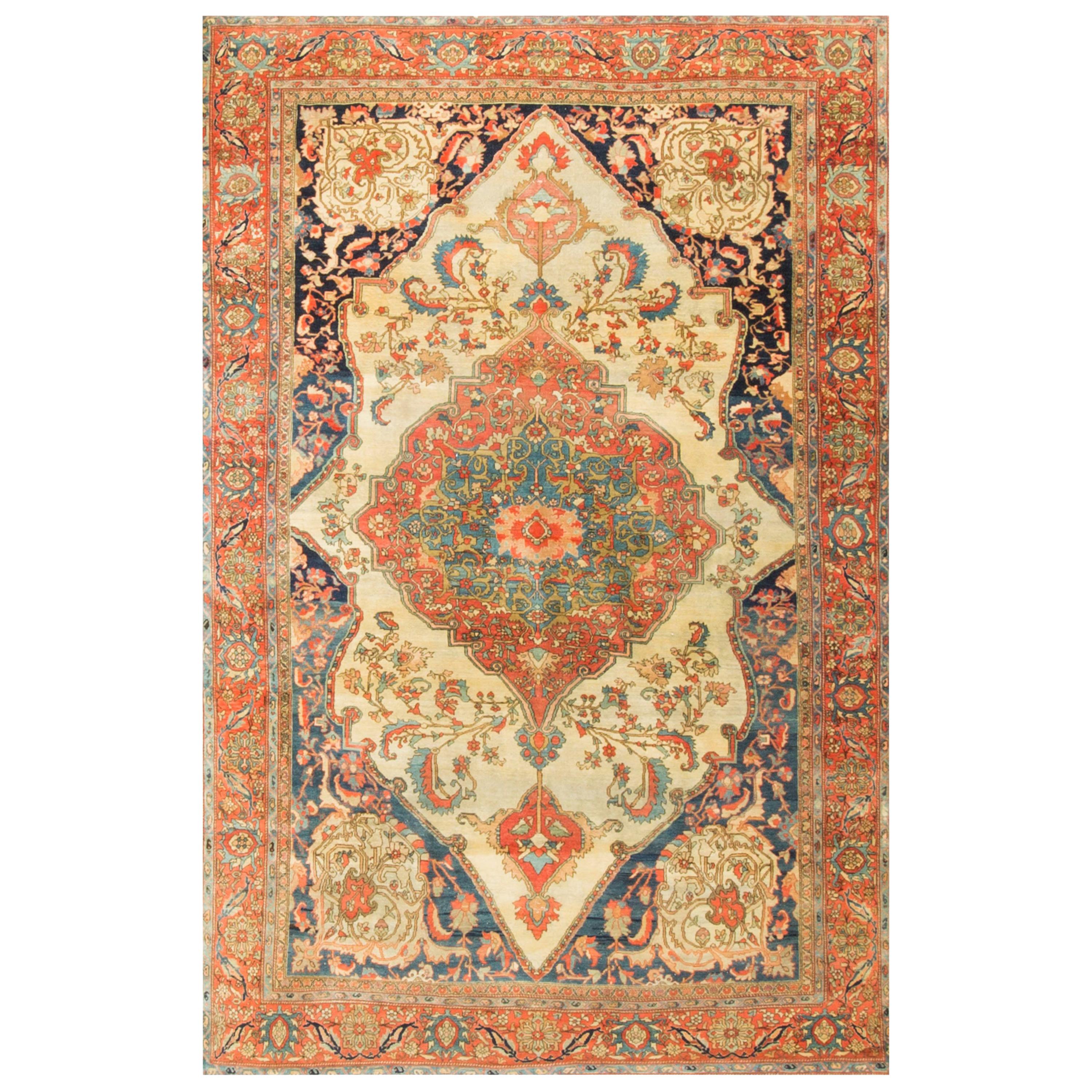 Antique Persian Sarouk Feraghan Rug Carpet, circa 1900  6'6 x 9'10 For Sale