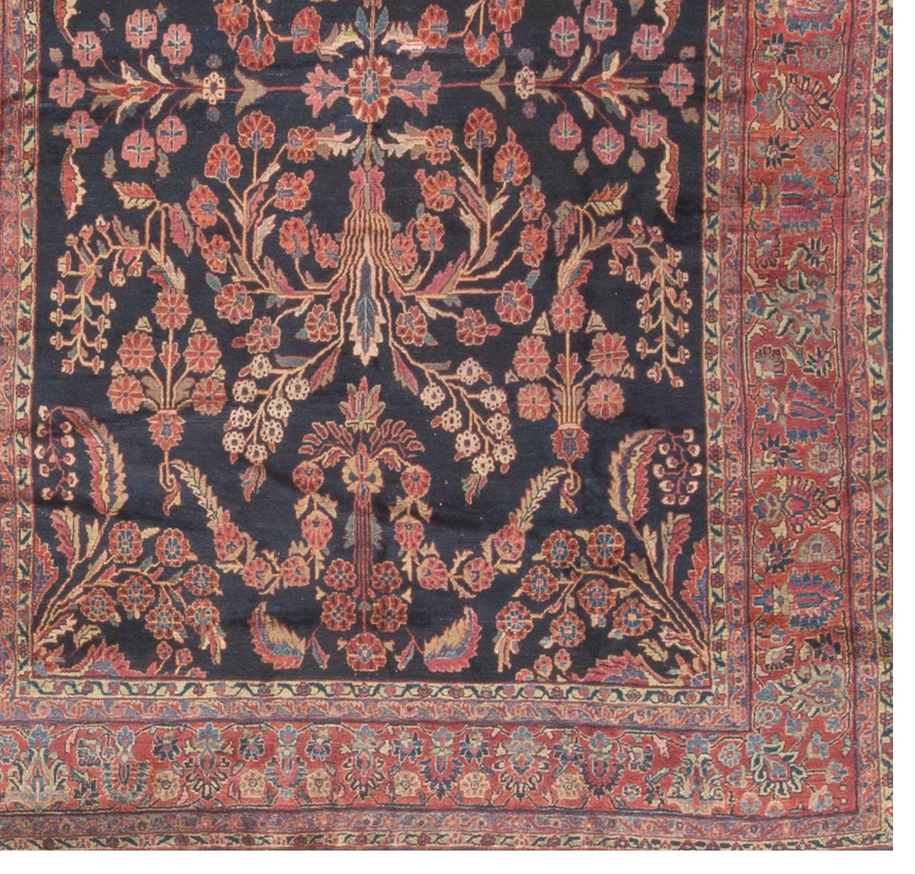 Hand-Woven Antique Persian Sarouk Feraghan Rug, circa 1900 For Sale