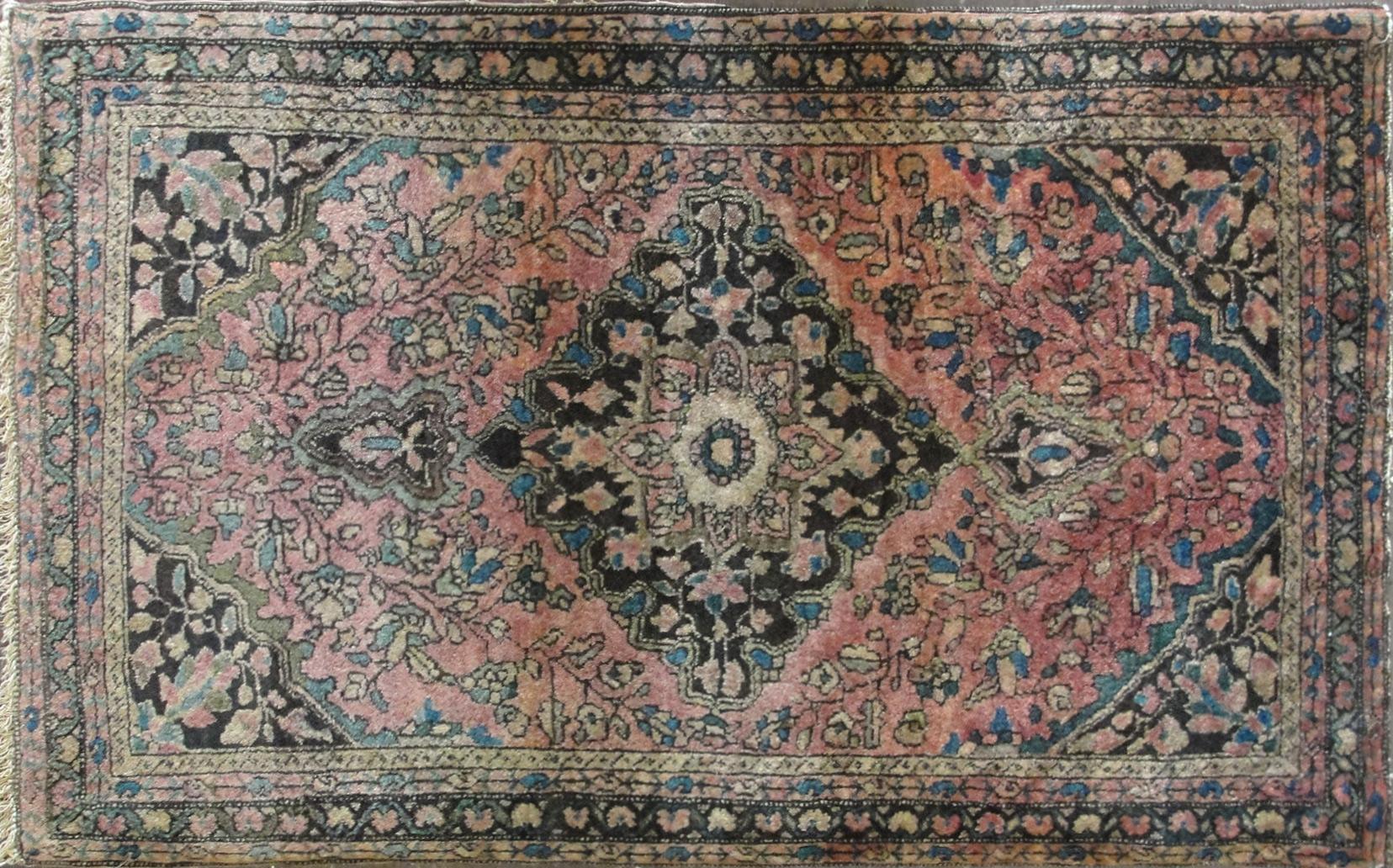 Fine antique Feraghan Sarouk from Chicago collection.
The Feraghan district located south of Tehran, encompassed the cities of Arak, Qum and Kashan, an area with a long and illustrious history of rug and carpet weaving. In the 19th century, many