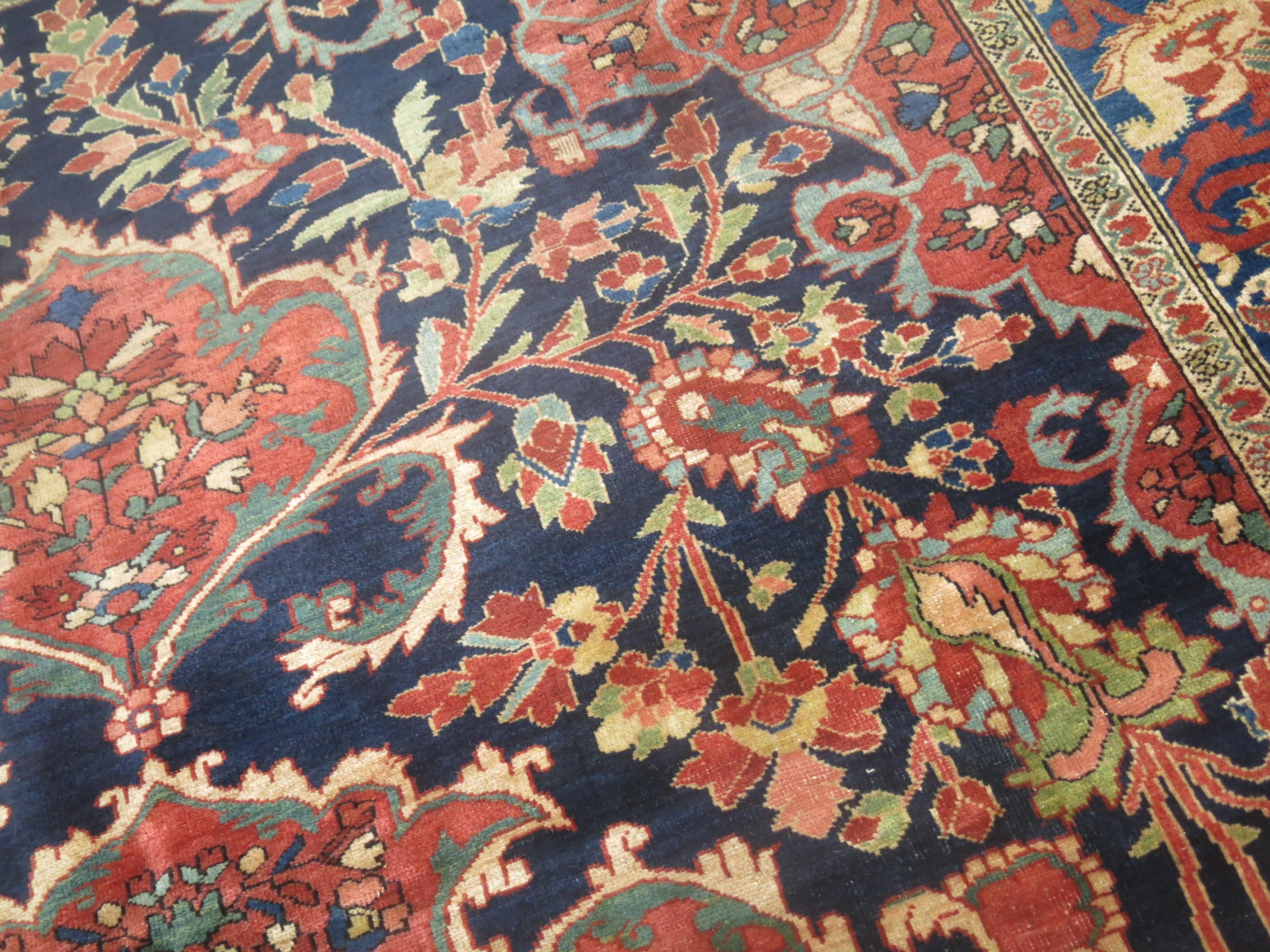 Hand-Knotted Antique Persian Sarouk Ferahan Rug For Sale